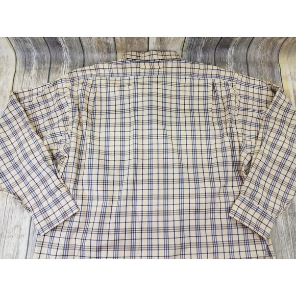 Cabelas Long Sleeve Button Down Outdoor Hiking Shirt Mens Size XL Plaid Beige - Picture 12 of 13